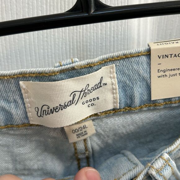 NWT Universal Thread Jeans 00L Rigid Denim High Rise Light Wash Button Fly - Picture 5 of 16